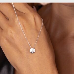Tiny Rose Necklace, Flower Necklace in silver